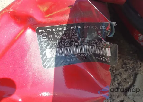 2019 Mitsubishi Mirage Rf z USA, uszkodzony, nr VIN ML32A3HJ7KH008804